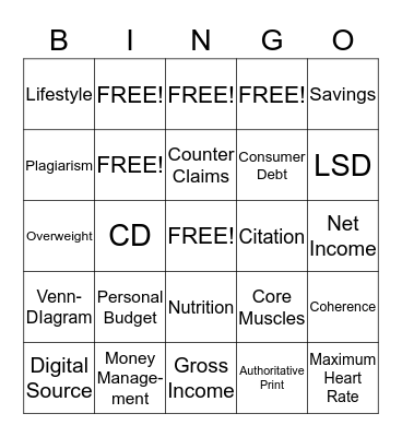 Heroes Unit Bingo Card