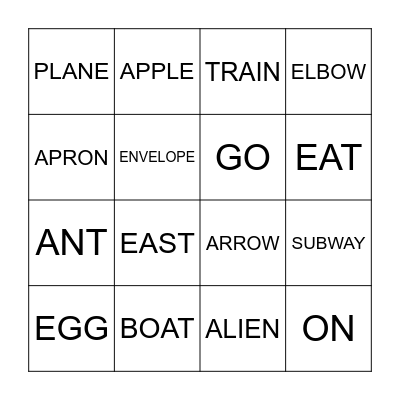 our trip Bingo Card