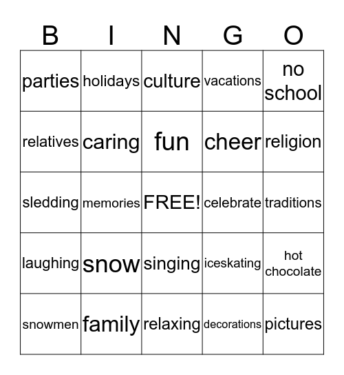HOLIDAY FUN Bingo Card
