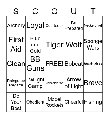 Scout Bingo Card