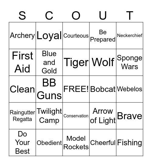 Scout Bingo Card