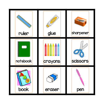 SCHOOL THINGS Bingo Card