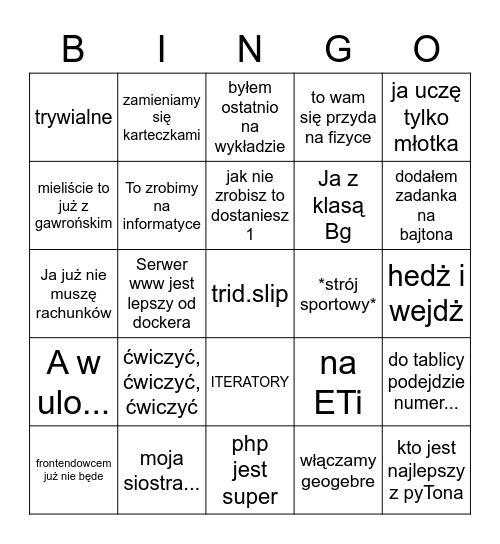 JD BINGO Card