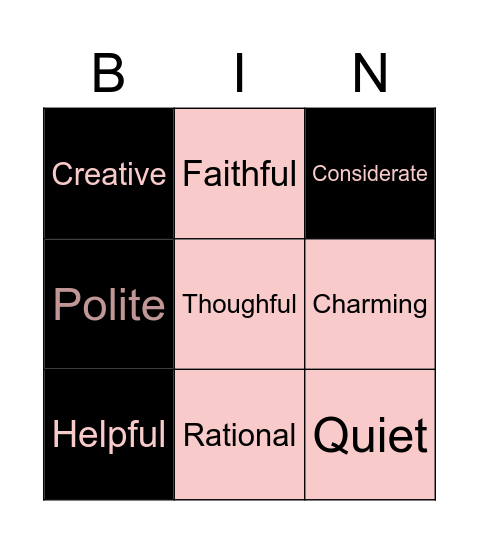 Teoh Jia Yi 1A1 Bingo Card