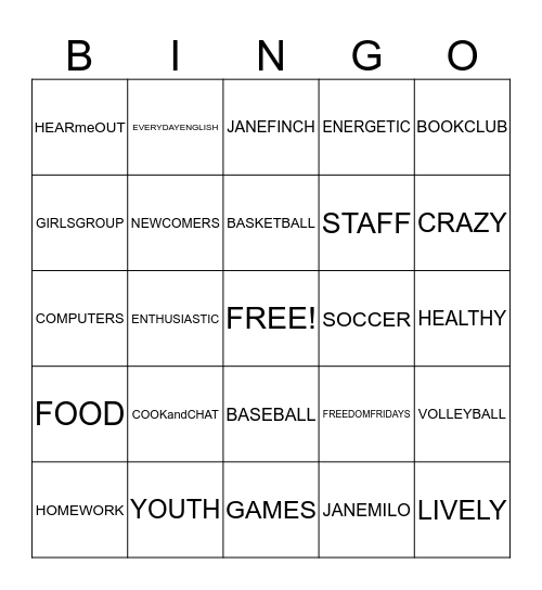 THE SPOT Bingo Card