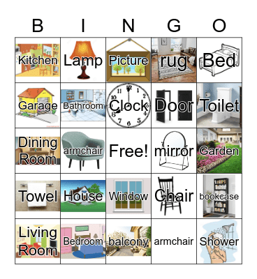 Rooms and Objects in a House Bingo Card