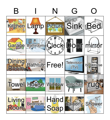 Rooms and Objects in a House Bingo Card