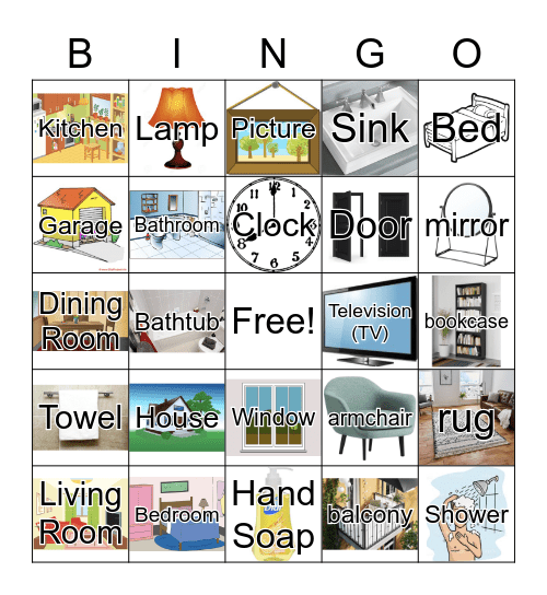 Rooms and Objects in a House Bingo Card