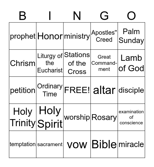 REVIEW BINGO Card