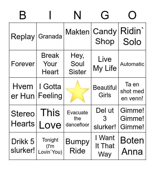 Musikkbingo!! Bingo Card