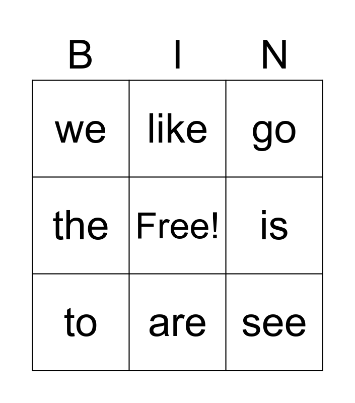 Unit 1 Bingo Card