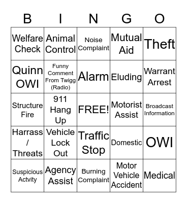 Dispatch Bingo Card