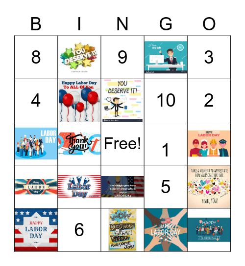 LABOR DAY BINGO! Bingo Card