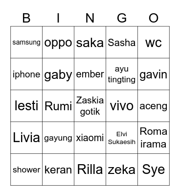 Punya Rumi Bingo Card