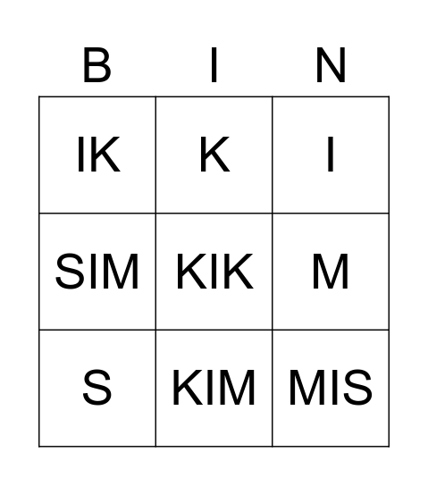 Kern Start Bingo Card