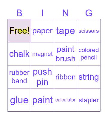 At school Bingo Card