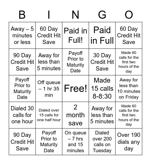 September Bingo Card