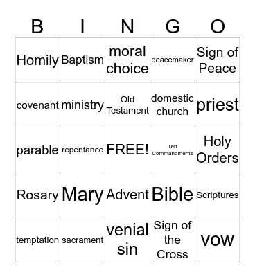 REVIEW BINGO Card