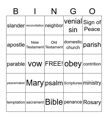 REVIEW BINGO Card