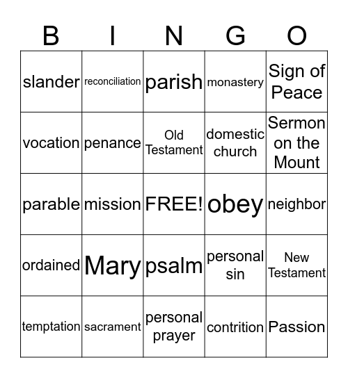 REVIEW BINGO Card