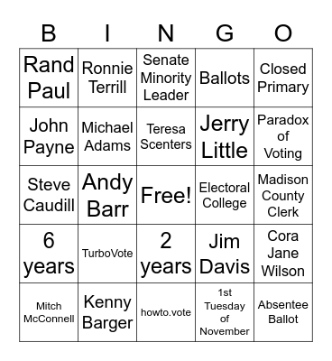 VEPAC Bingo Card