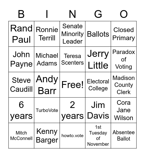 VEPAC Bingo Card