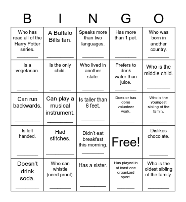 Find Someone Who... Bingo Card