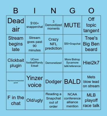 Dumpster Fire Bingo Card