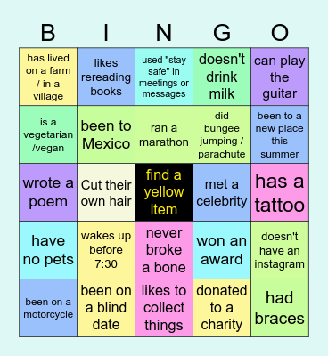TRM team bingo Card