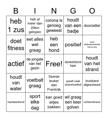 Matisse zijn BINGO Card