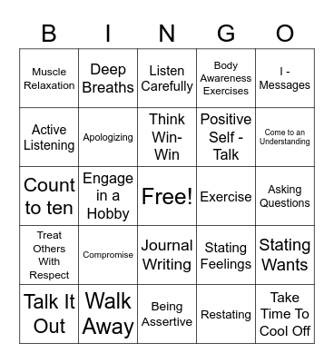Conflict Resolution Bingo Card