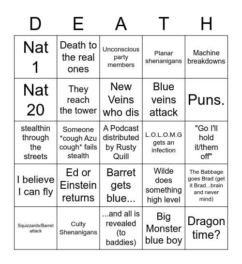 RQG 209 Bingo Card