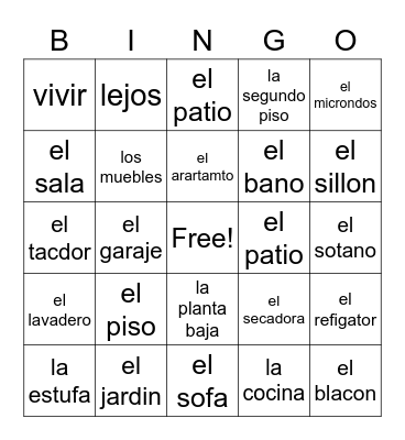 como es to casa Bingo Card