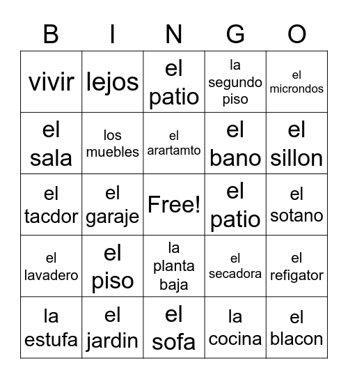como es to casa Bingo Card