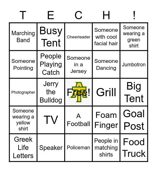 Homecoming Tailgate Bingo Card