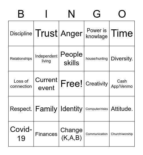 REAL LIFE Bingo Card