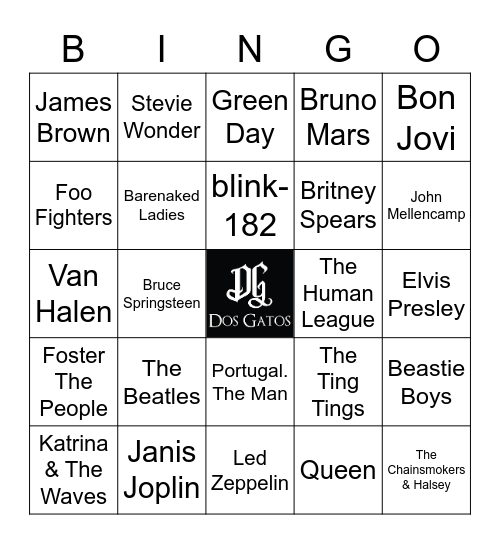v3 Rock & Roll All Stars Bingo Card