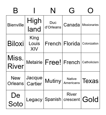 Explorers BINGO Card