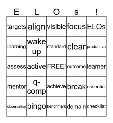 Essential Learner Outcomes Bingo Card