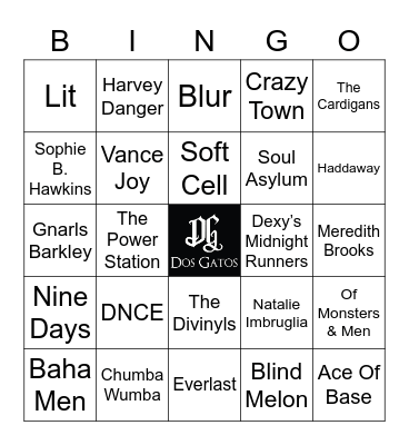v7 ONE HIT WONDERS Bingo Card