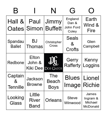 v7 YACHT ROCK Bingo Card