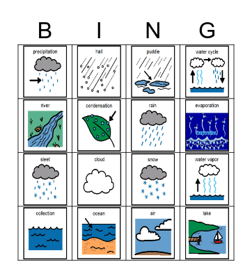 The Water Cycle Bingo Card