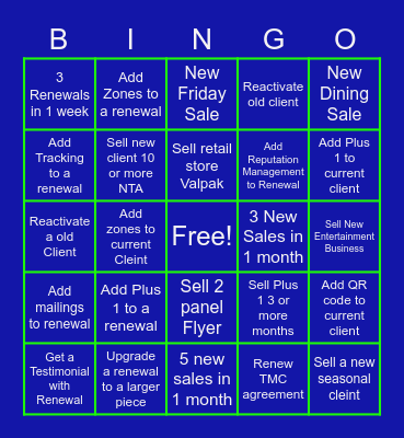Valpak 2022 Renewals Bingo Card