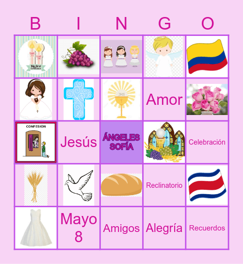 Primera Comunión Bingo Card