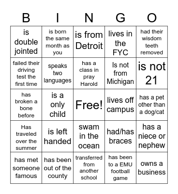 Find Someone who... Bingo Card