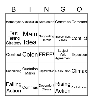 Terra Nova Bingo Card