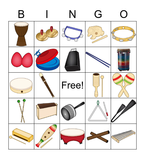 Music Instrument Bingo Card