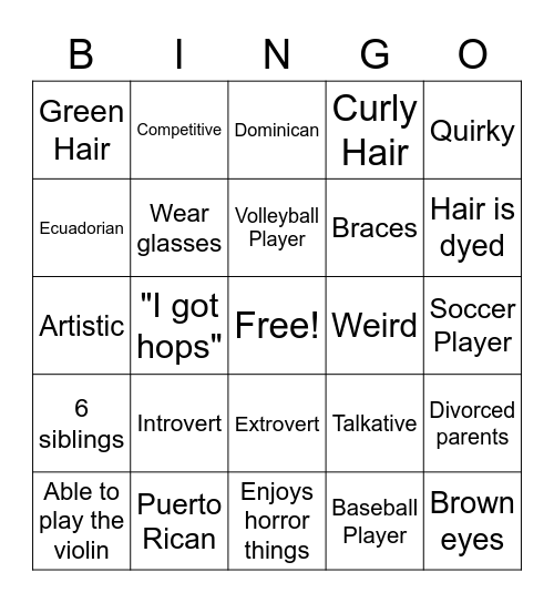 No Place For Hate Bingo Card