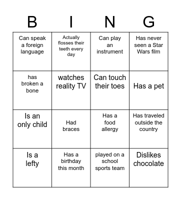 Ice Breaker BINGO Card