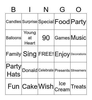 Birthday Bingo! Bingo Card
